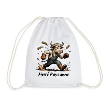 Fierté Paysanne, vache en salopette et botte - Sac de sport léger - blanc - Devant