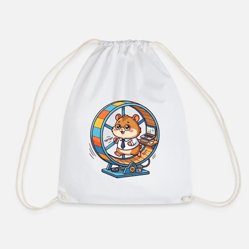 Corporate Hamster – Office Madness - Drawstring Bag - white