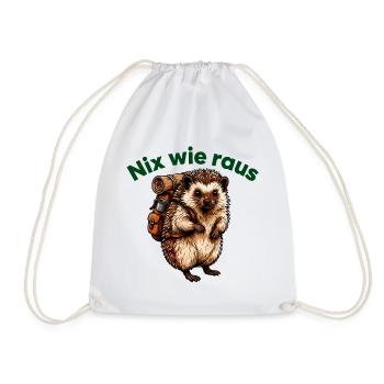 Igel mit Rucksack - Turnbeutel - Weiß - Vorne