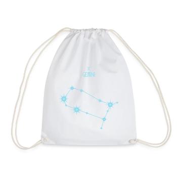 Gemini Zodiac Sign Star Constellation Pastel Blue - Drawstring Bag - white - Front