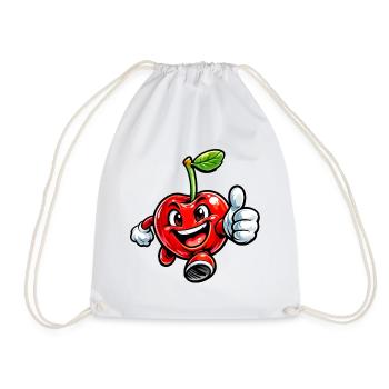 Cherry thumbs up - Drawstring Bag - white - Front