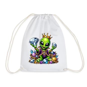 Alien Prince with Diamond Crowns - Drawstring Bag - white - Front