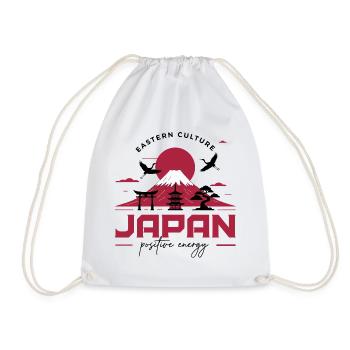 Japan Culture: Fuji & Positive Energy - Drawstring Bag - white - Front