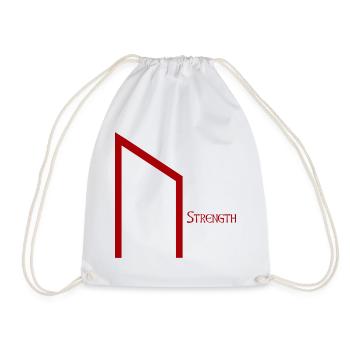 Uruz Rune with Sense Red – Viking Futhark Norse - Drawstring Bag - white - Front