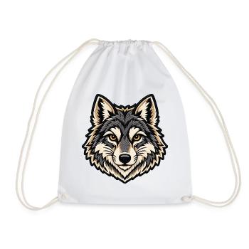 Wolfskopf im Patch-Look  - Turnbeutel - Weiß - Vorne