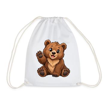 Braunbär Kawaii Style – Süßer Bär - Turnbeutel - Weiß - Vorne