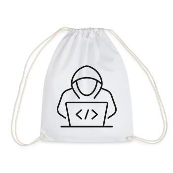 Hacker Laptop Zeilen-Symbol - Turnbeutel - Weiß - Vorne