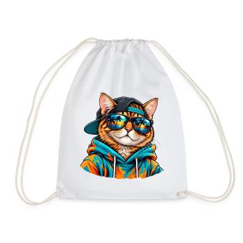 Cool Cat mit Sonnenbrille – tropische Sommerstimmung - Turnbeutel - Weiß - Vorne