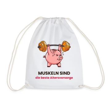 Muskelpig: Kraft als Altersvorsorge - Turnbeutel - Weiß - Vorne