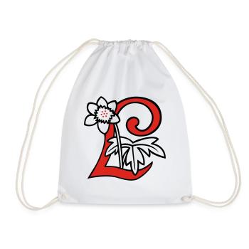 Buchstabe L Blüte Initiale - Turnbeutel - Weiß - Vorne