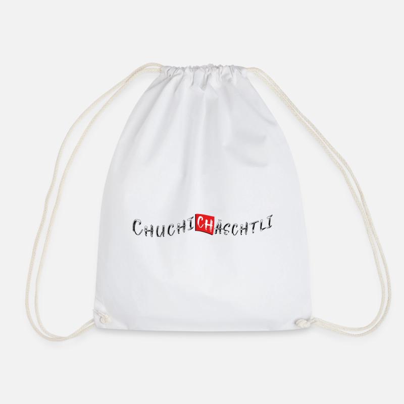Chuchichäschtli | Swiss word in dialect - Drawstring Bag - white