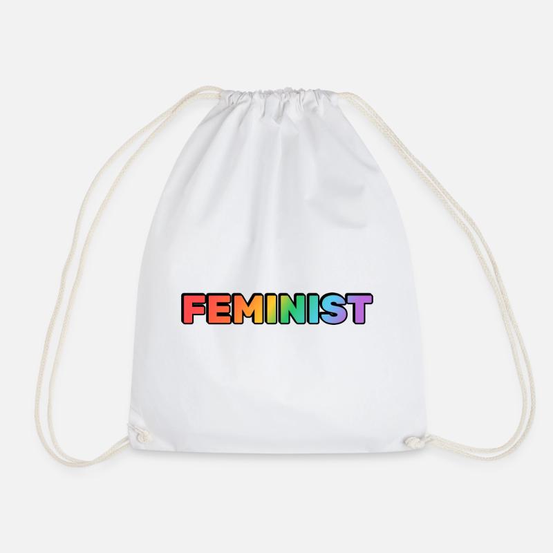FEMINIST rainbow - Drawstring Bag - white