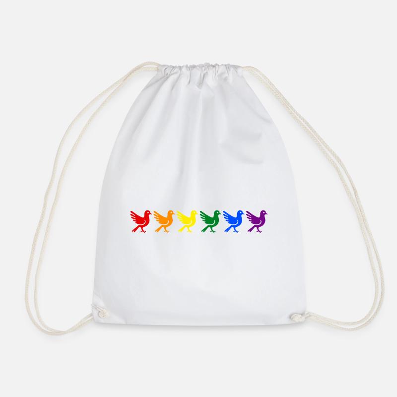 Rainbow Doves - Drawstring Bag - white