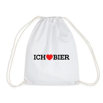 Ich liebe Bier (Farben änderbar) - Turnbeutel - Weiß - Vorne