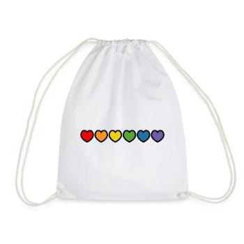 coeurs arc-en-ciel contour noir LGBT lgbtqi queer - Sac de sport léger - blanc - Devant