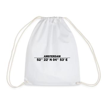 Amsterdam Coordinates - Drawstring Bag - white - Front