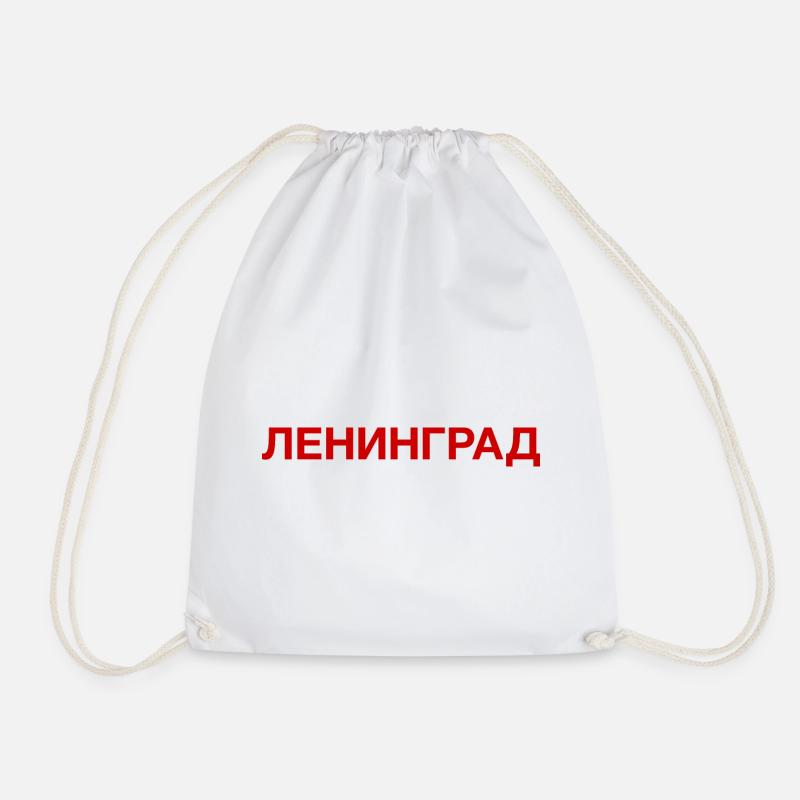 LENINGRAD, Russia Cyrillic - Drawstring Bag - white