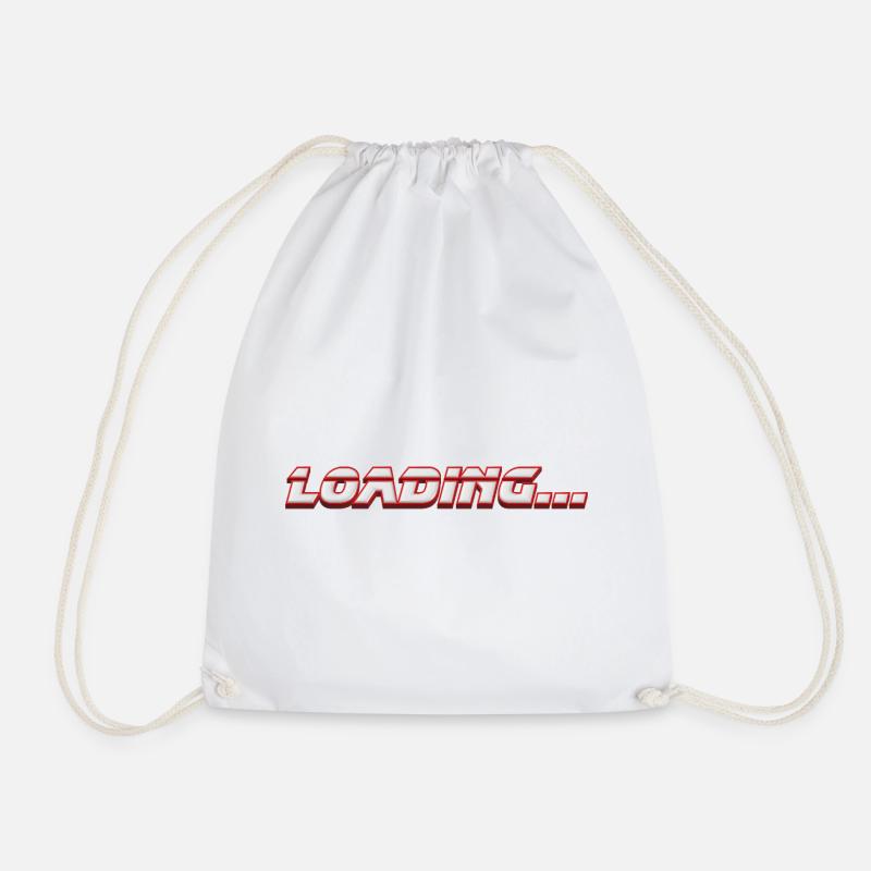 LOADING... – 3D Gamer Typography for Nerds & Gamers - Drawstring Bag - white