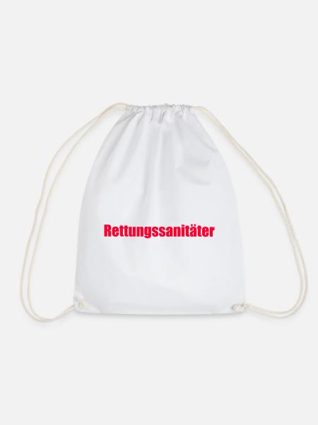 Rettungssanitäter Schriftzug Rot RS RettSan San - Turnbeutel - Weiß