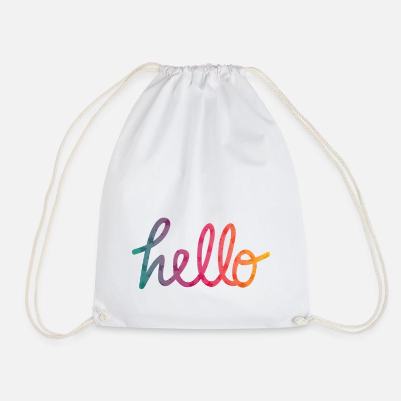 Hello Typography rainbow - Drawstring Bag - white