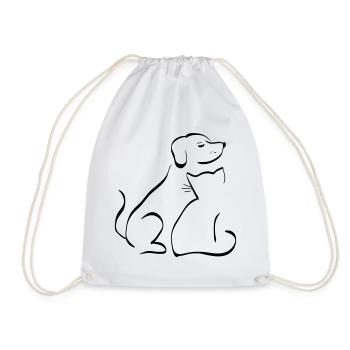 Hund Katze Freunde Tiere lieb Geschenk - Turnbeutel - Weiß - Vorne