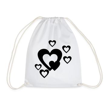 Hearts - Drawstring Bag - white - Front