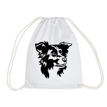 Tête de Border Collie - Sac de sport léger - blanc - Devant