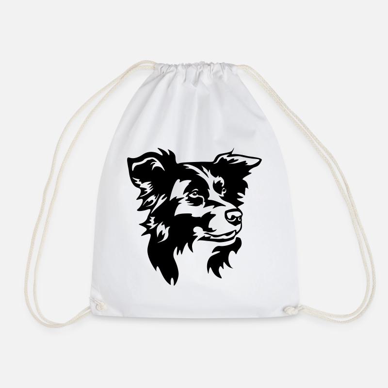 Border Collie Kopf - Turnbeutel - Weiß