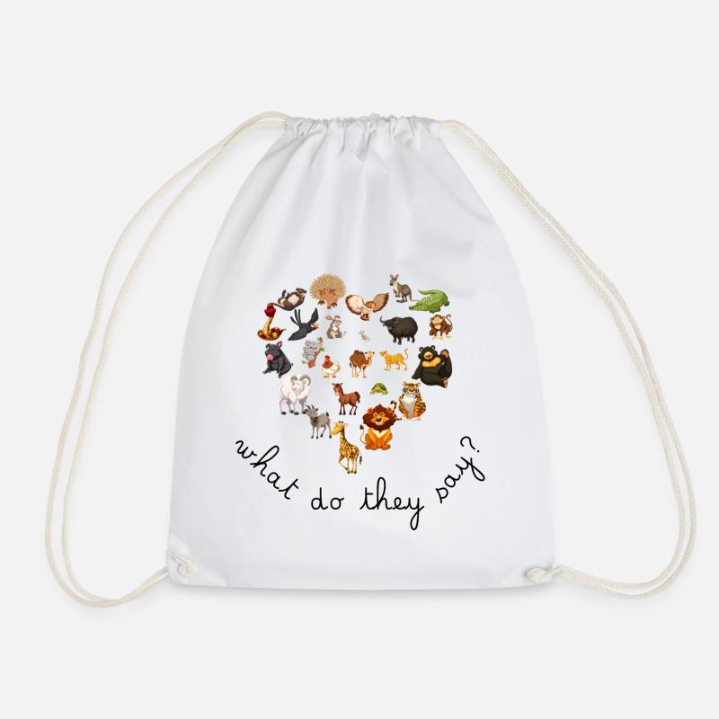 Cartoon children's animals - Drawstring Bag - white