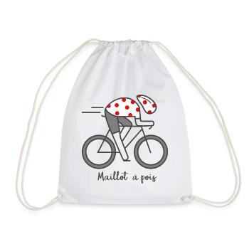 velo vélo vélos le tour cycliste maillot à pois - Sac de sport léger - blanc - Devant