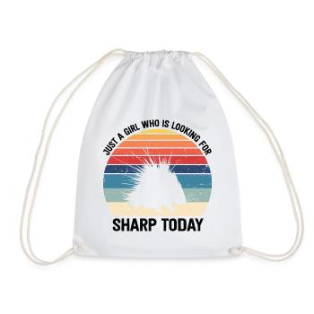 Porcupine Designs for Hedgehog Porcupine Fan - Drawstring Bag - white - Front