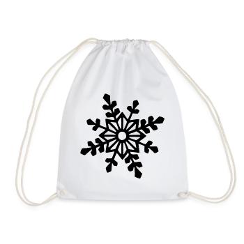 Black snowflake - Drawstring Bag - white - Front