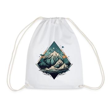 Mountain landscape with starry sky - Drawstring Bag - white - Front