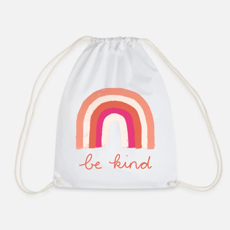 Be Kind Rainbow - Drawstring Bag - white