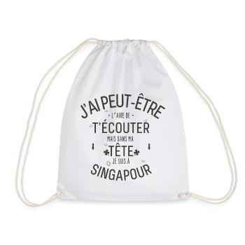 Dans ma Tête je suis à singapour - Sac de sport léger - blanc - Devant