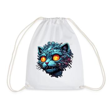 Cool Cat / Funny / Animal / Pet / Crazy - Drawstring Bag - white - Front