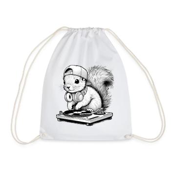 motif d’écureuil cool en tant que DJ avec des écouteurs - Sac de sport léger - blanc - Devant