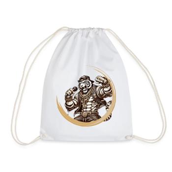 A muscular tiger as a rapper, energy and style - Drawstring Bag - white - Front