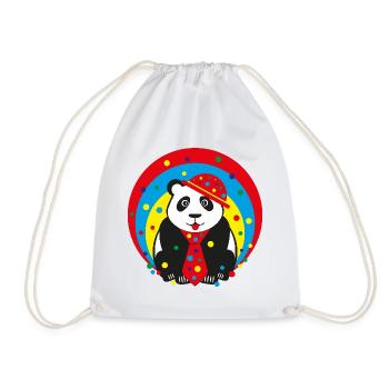 Fasching Panda mit Hut und Krawatte. - Turnbeutel - Weiß - Vorne
