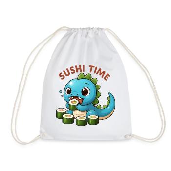 Cute dinosaur with sushi theme - Drawstring Bag - white - Front