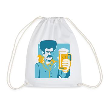 Retro hero with beer glass motif - Drawstring Bag - white - Front