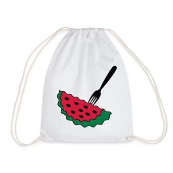 Melon with fork - Drawstring Bag - white - Front