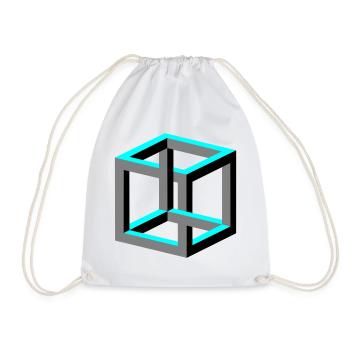 Cube - Drawstring Bag - white - Front