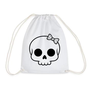 Süßer Totenkopf mit Schleife | Girly Goth - Turnbeutel - Weiß - Vorne