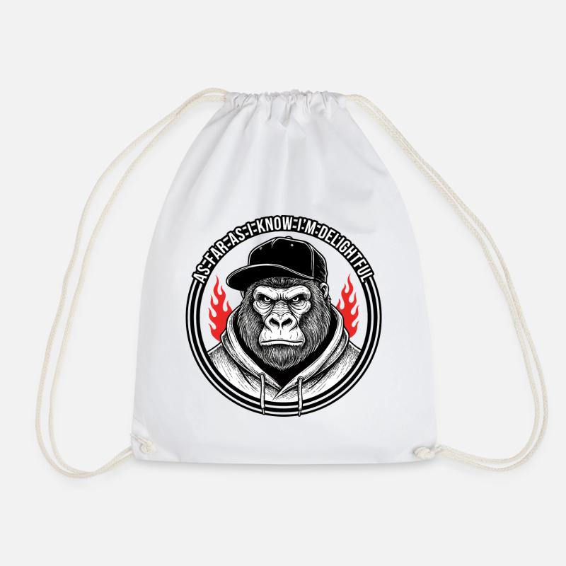 Gorilla Rebel Hoodie Flame - Drawstring Bag - white