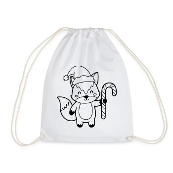 Weihnachtsfuchs mit Candy Cane Illustration - Turnbeutel - Weiß - Vorne