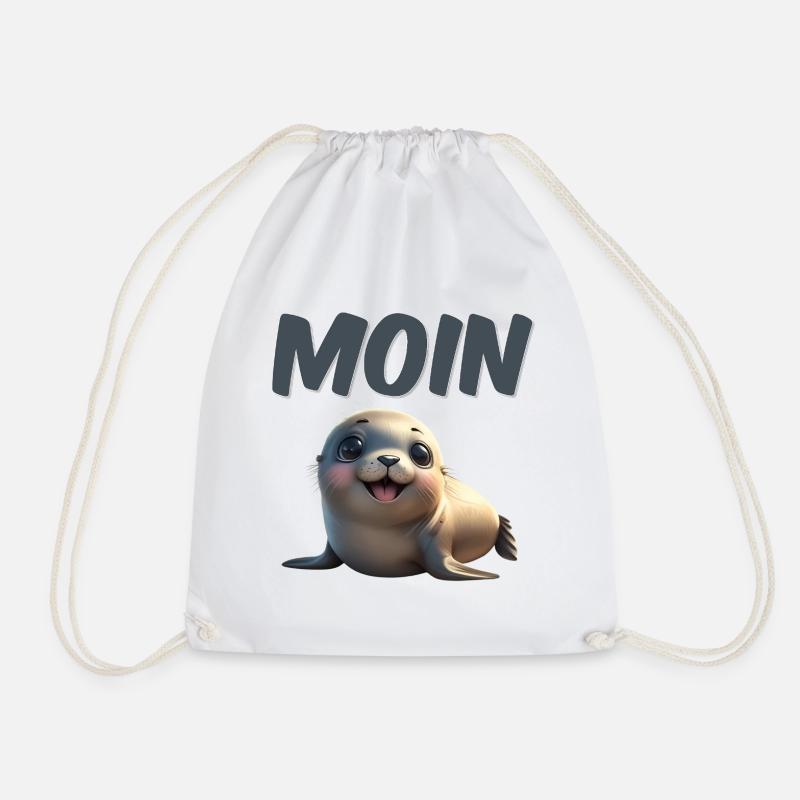 Süßer Seehund mit MOIN Schrift - Turnbeutel - Weiß