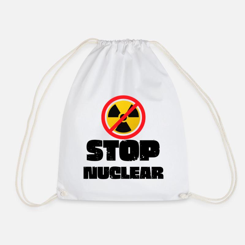 Stop Nuclear - Drawstring Bag - white