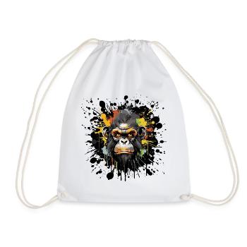 Graffiti Monkey Animal - Drawstring Bag - white - Front