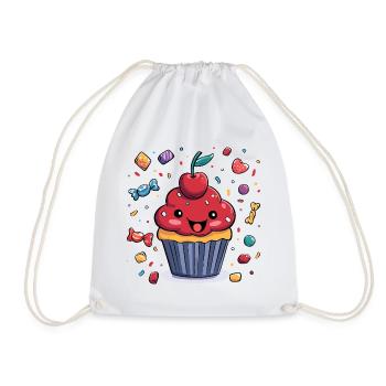 Kawaii Cupcake mit Konfetti - Turnbeutel - Weiß - Vorne